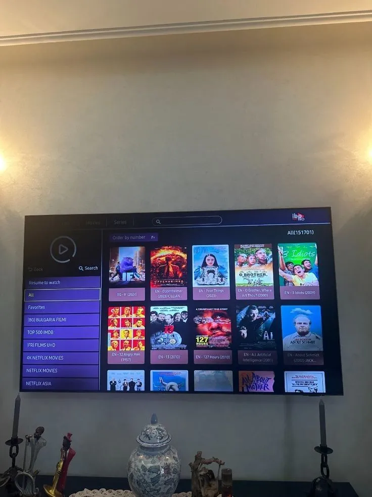 IPTV service on Smart TV showing movies and series — best IPTV service 2026 for Australia, New Zealand, Ireland and Iceland